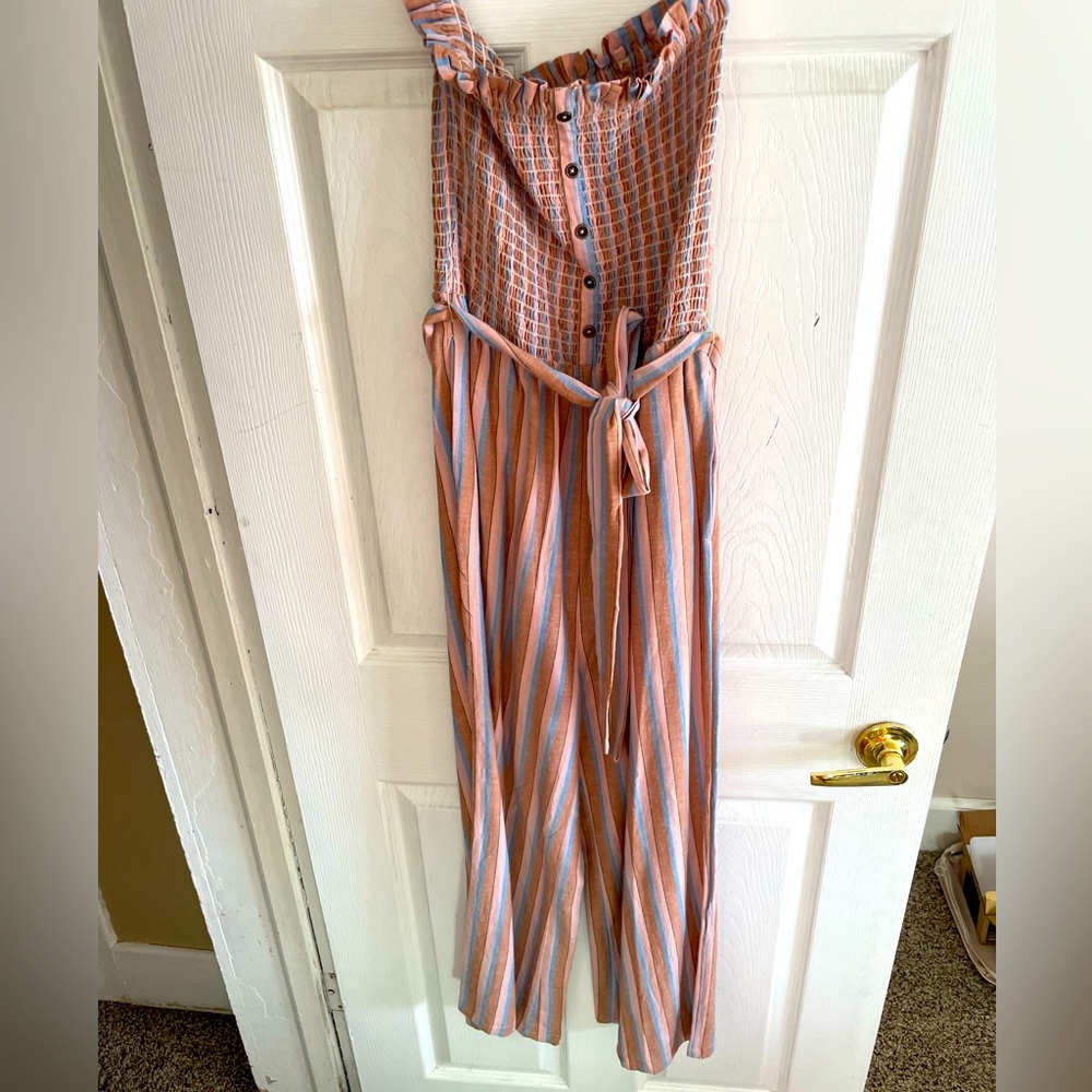 Billabong strapless striped jumpsuit new without tags size L